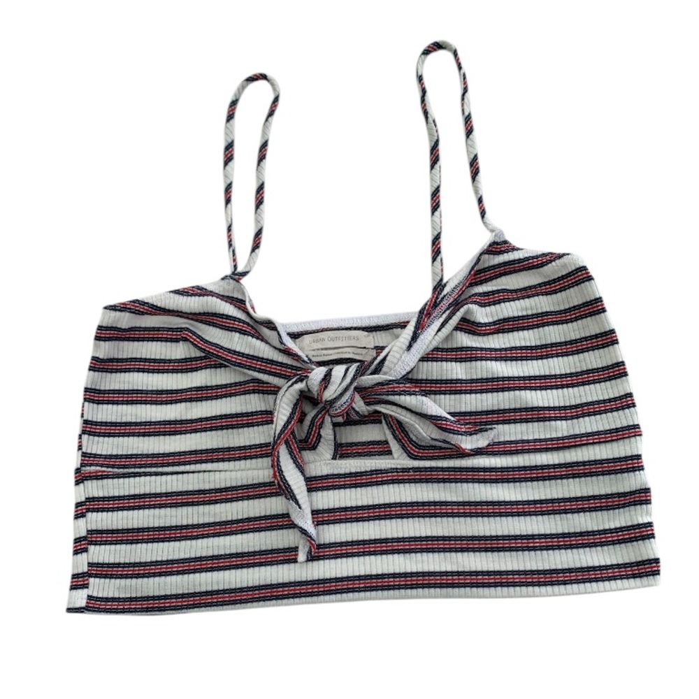 Urban Outfitters Multicolor Striped Crop Top with Knot Size M